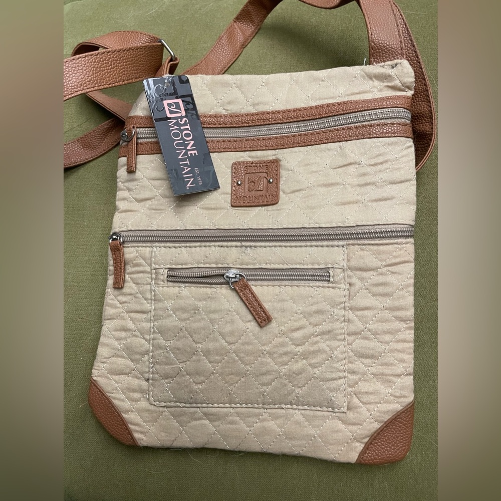 Stone Mountain Lockport Quilted Crossbody tan